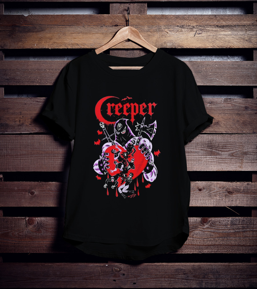 Creeper Sol Rac Valentines Heart And Skeletons 2026 T-Shirt