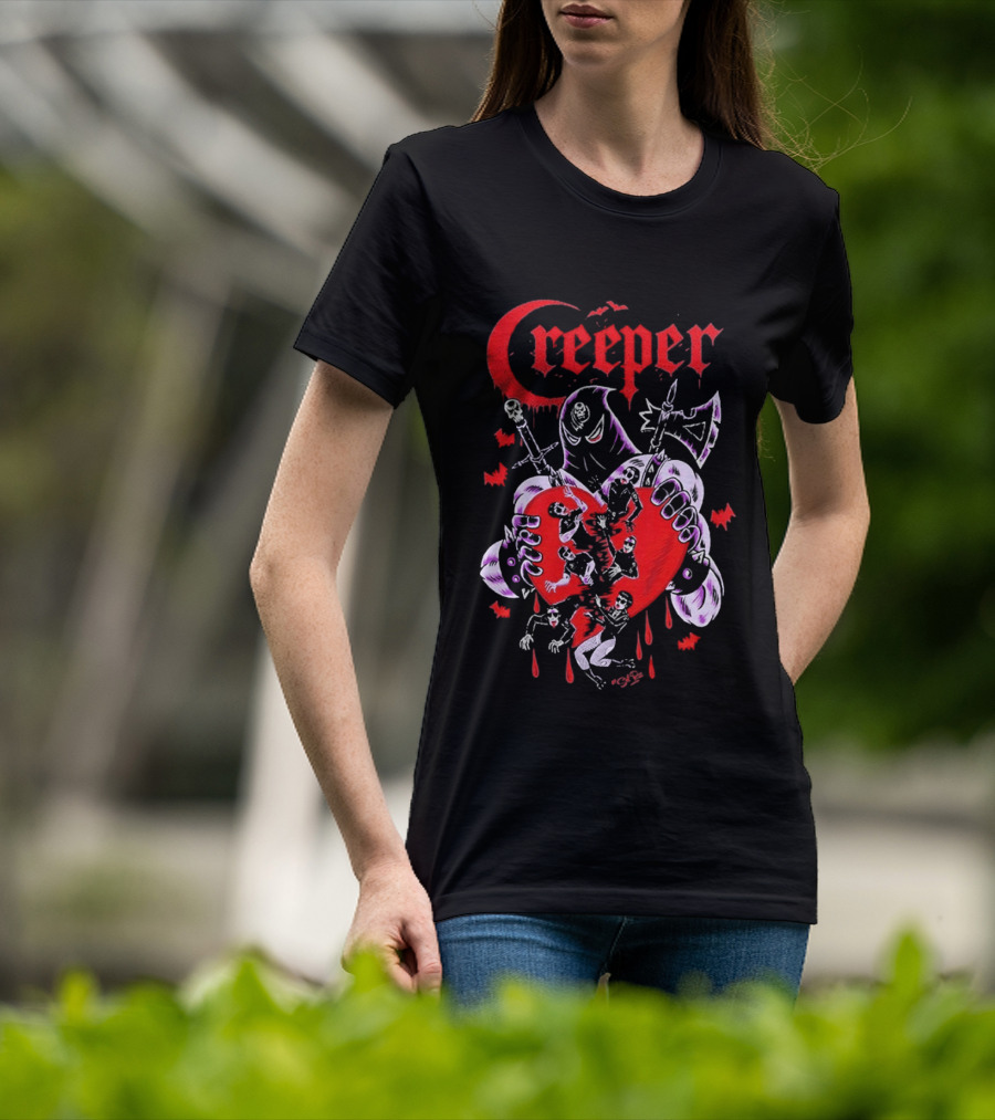 Creeper Sol Rac Valentines Heart And Skeletons 2026 T-Shirt
