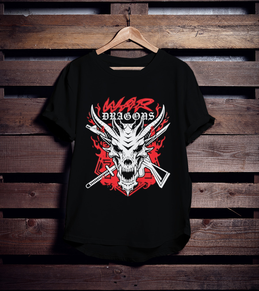 Shingo Takagi Drilla Maloney War Dragons White Skull Red Flames T-Shirt