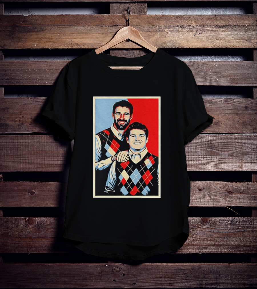 Mike Vrabel Drake Maye New England Patriots Football Hope Iconic Argyle Sweater T-Shirt