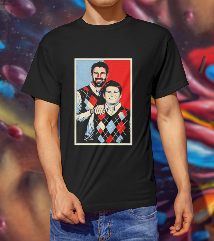 Mike Vrabel Drake Maye New England Patriots Football Hope Iconic Argyle Sweater T-Shirt