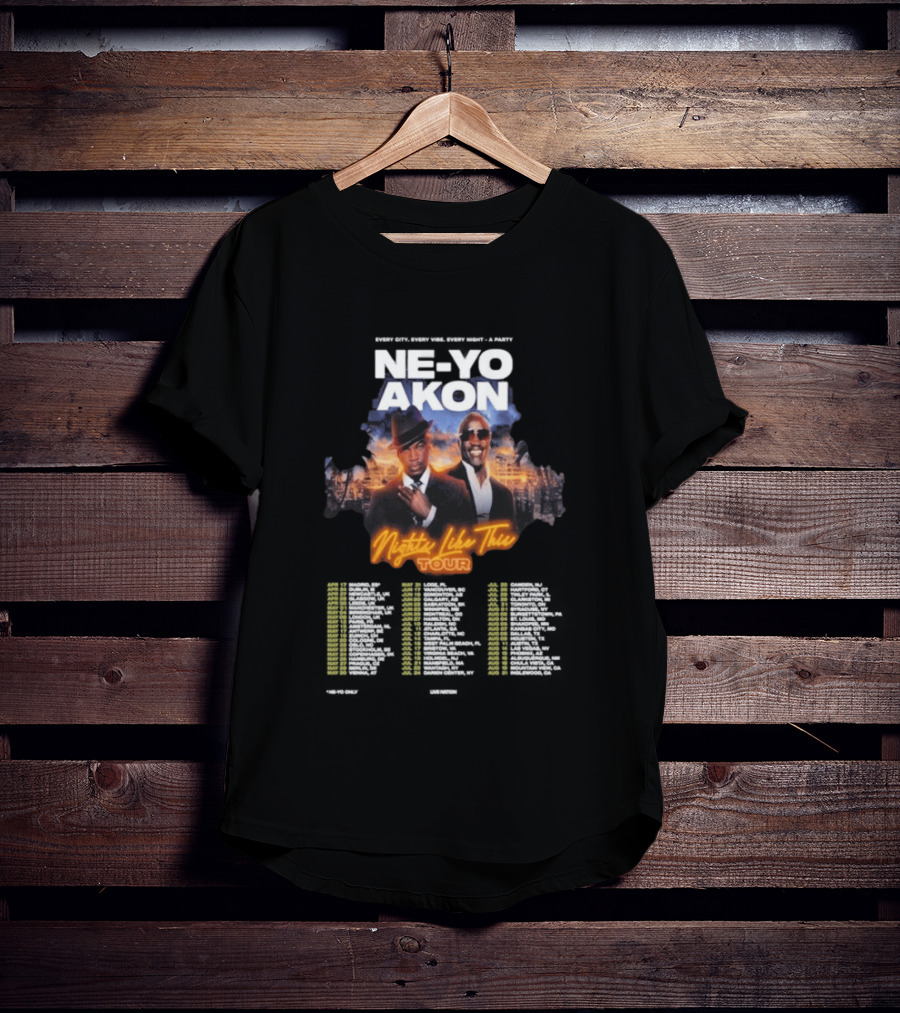 Ne Yo Akon Nights Like This Tour 2026 Dates City Skyline T-Shirt