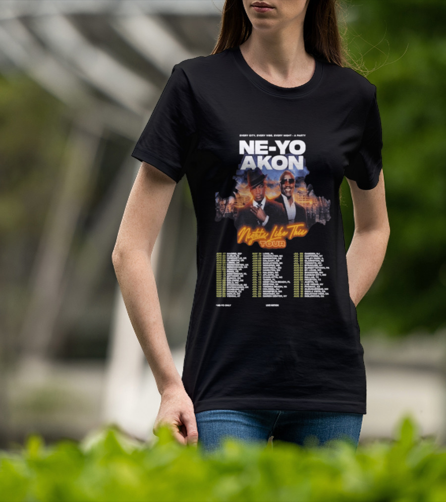 Ne Yo Akon Nights Like This Tour 2026 Dates City Skyline T-Shirt