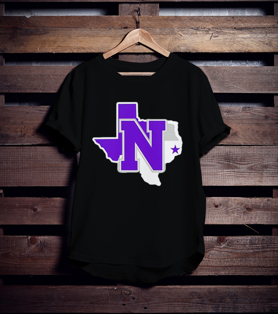 Norton High School Football Texas Map Purple N Star T-Shirt