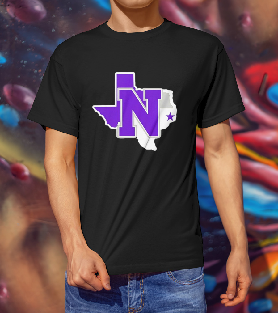 Norton High School Football Texas Map Purple N Star T-Shirt