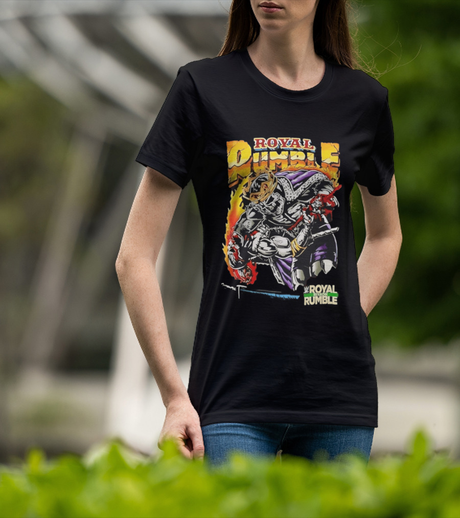 Royal Rumble Riyadh Boulevard Skeleton Crown Flame T-Shirt