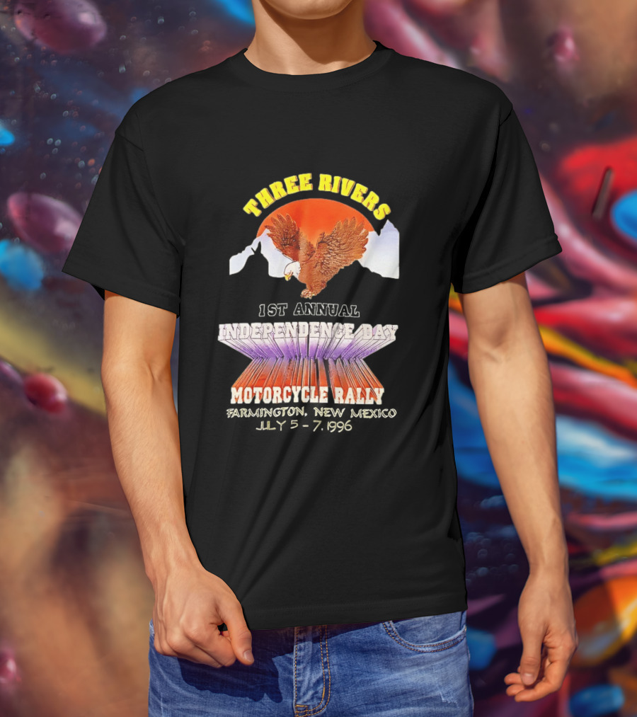 Three Rivers Independence Day Motorcycle Rally Bald Eagle Sunset T-Shirt