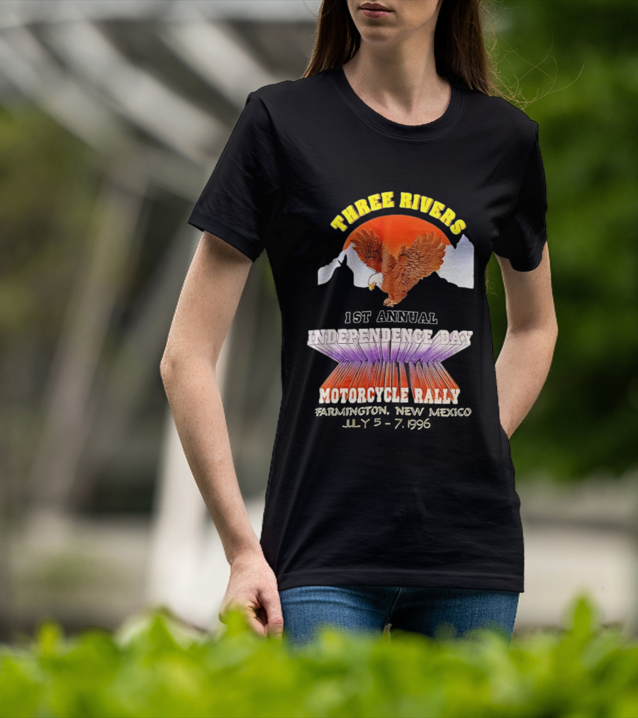 Three Rivers Independence Day Motorcycle Rally Bald Eagle Sunset T-Shirt