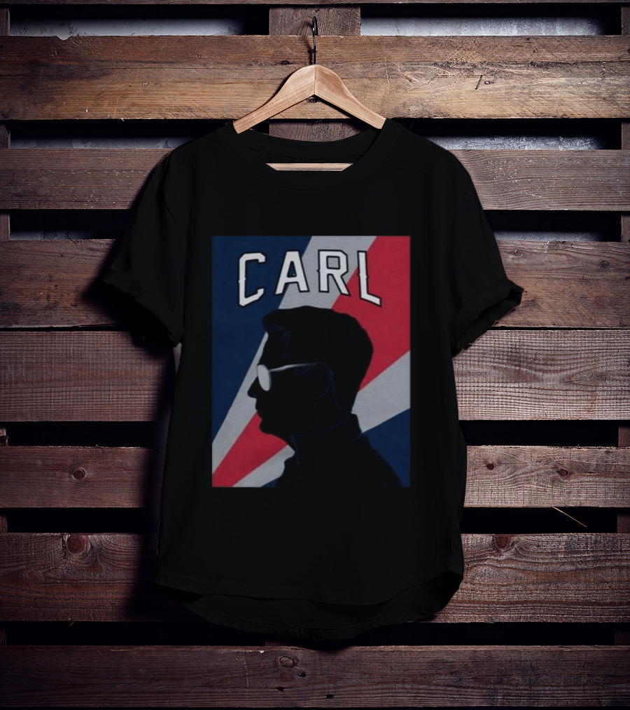 CARL Silhouette With Red And Blue Angled Stripes T-Shirt