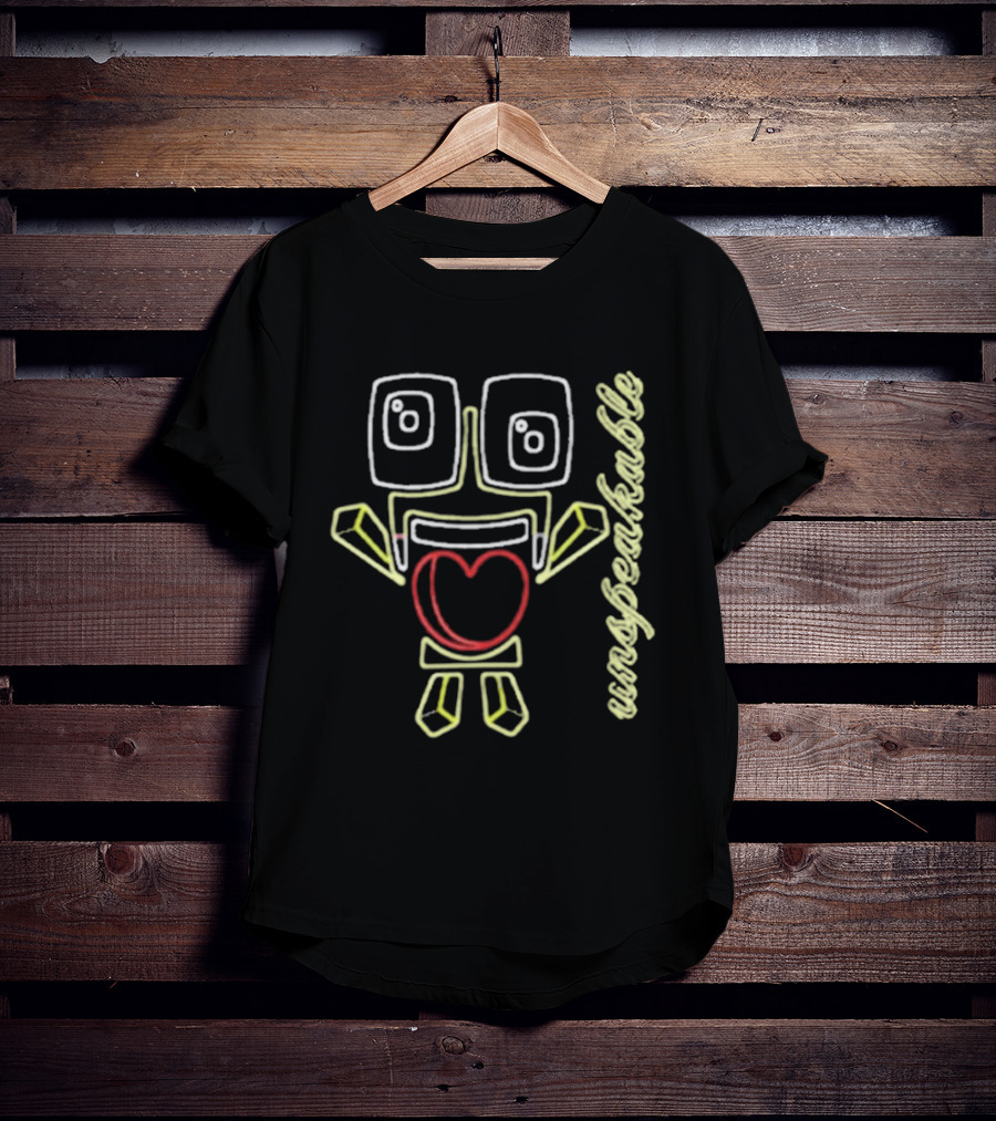 Unspeakable Love Neon Heart Robot Sketch T-Shirt
