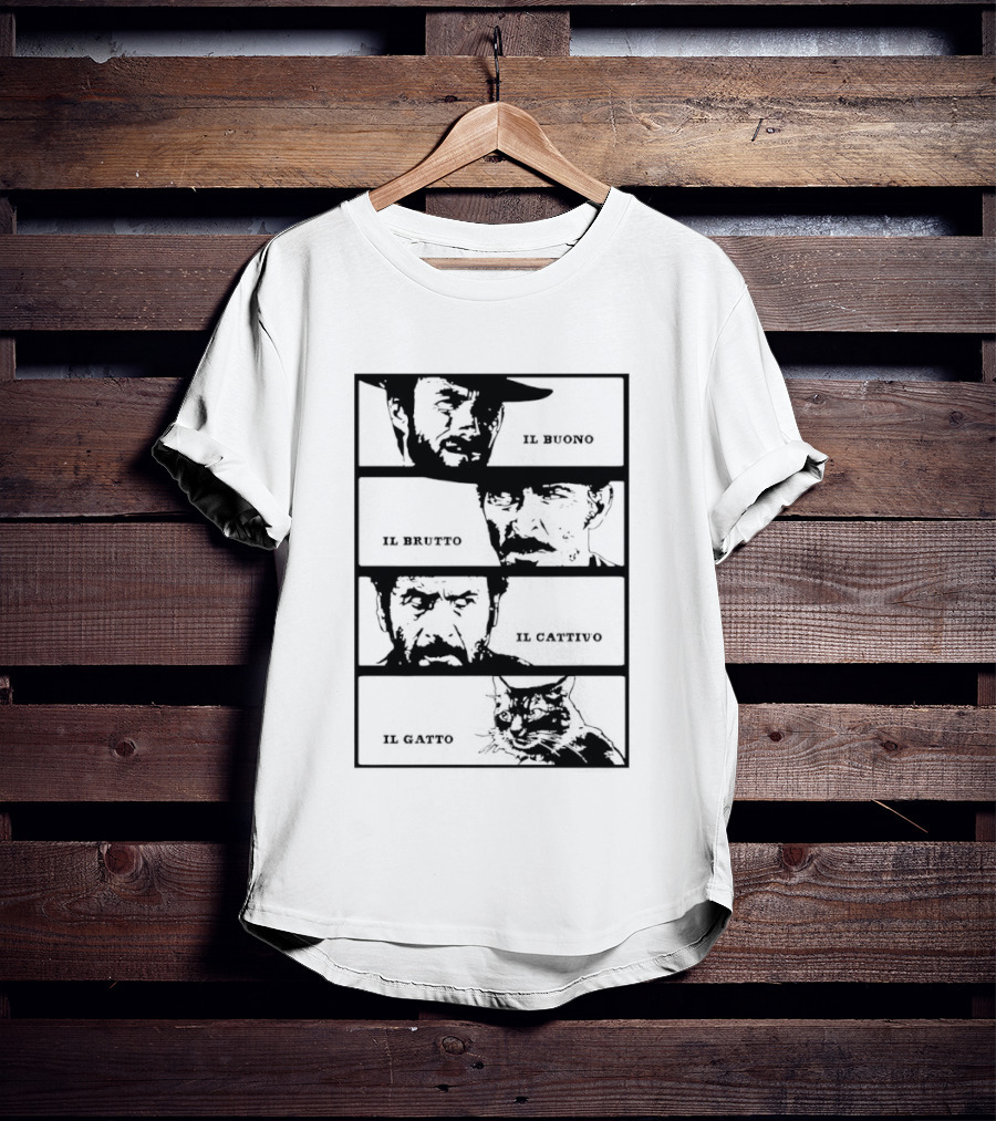 Four Amigos Il Buono Il Brutto Il Cattivo Il Gatto Classic Movie T-Shirt
