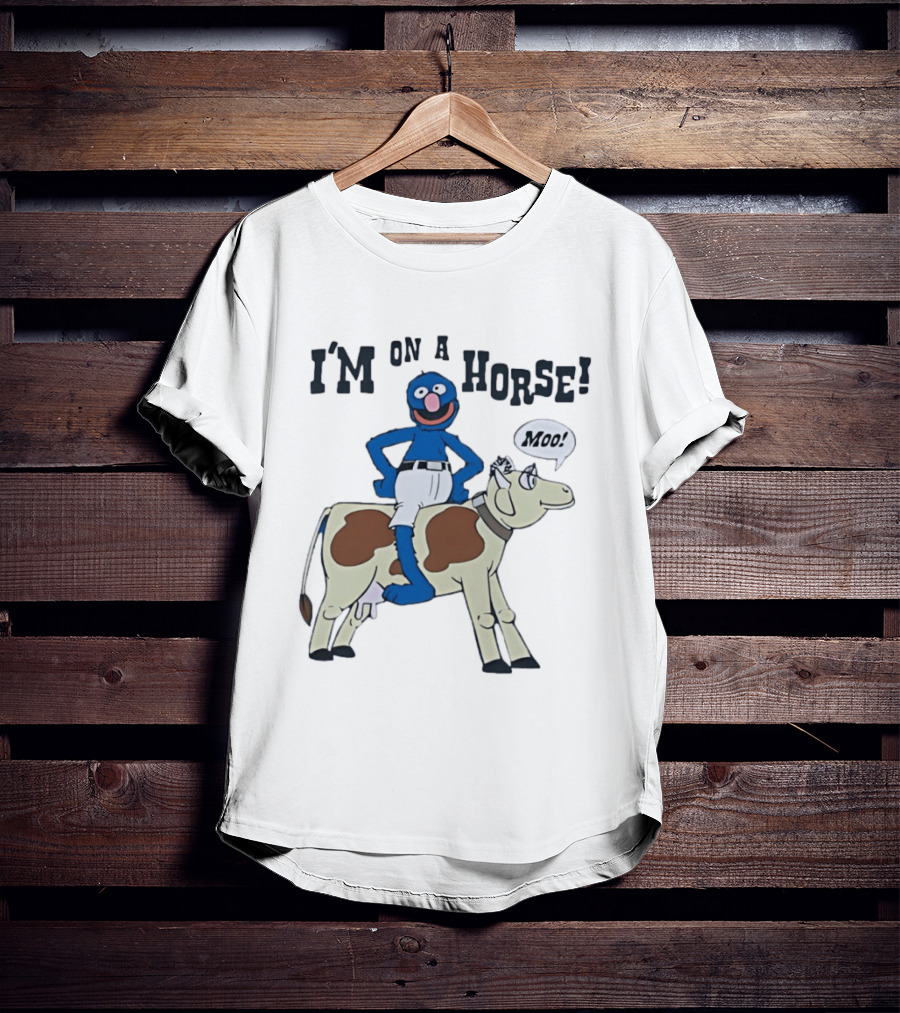 I'm On A Horse Grover Funny Moo Speech Bubble T-Shirt