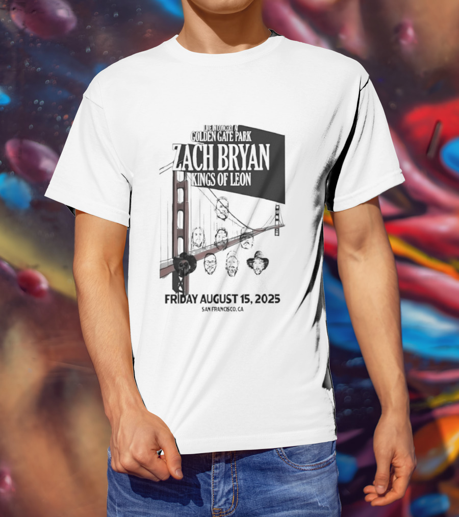 Zach Bryan Kings Of Leon Golden Gate Park San Francisco August 15 2025 Tour T-Shirt