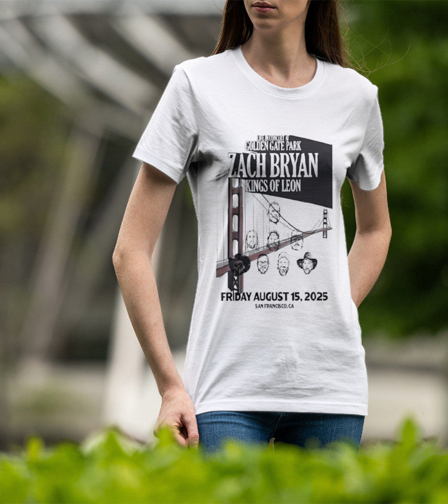 Zach Bryan Kings Of Leon Golden Gate Park San Francisco August 15 2025 Tour T-Shirt