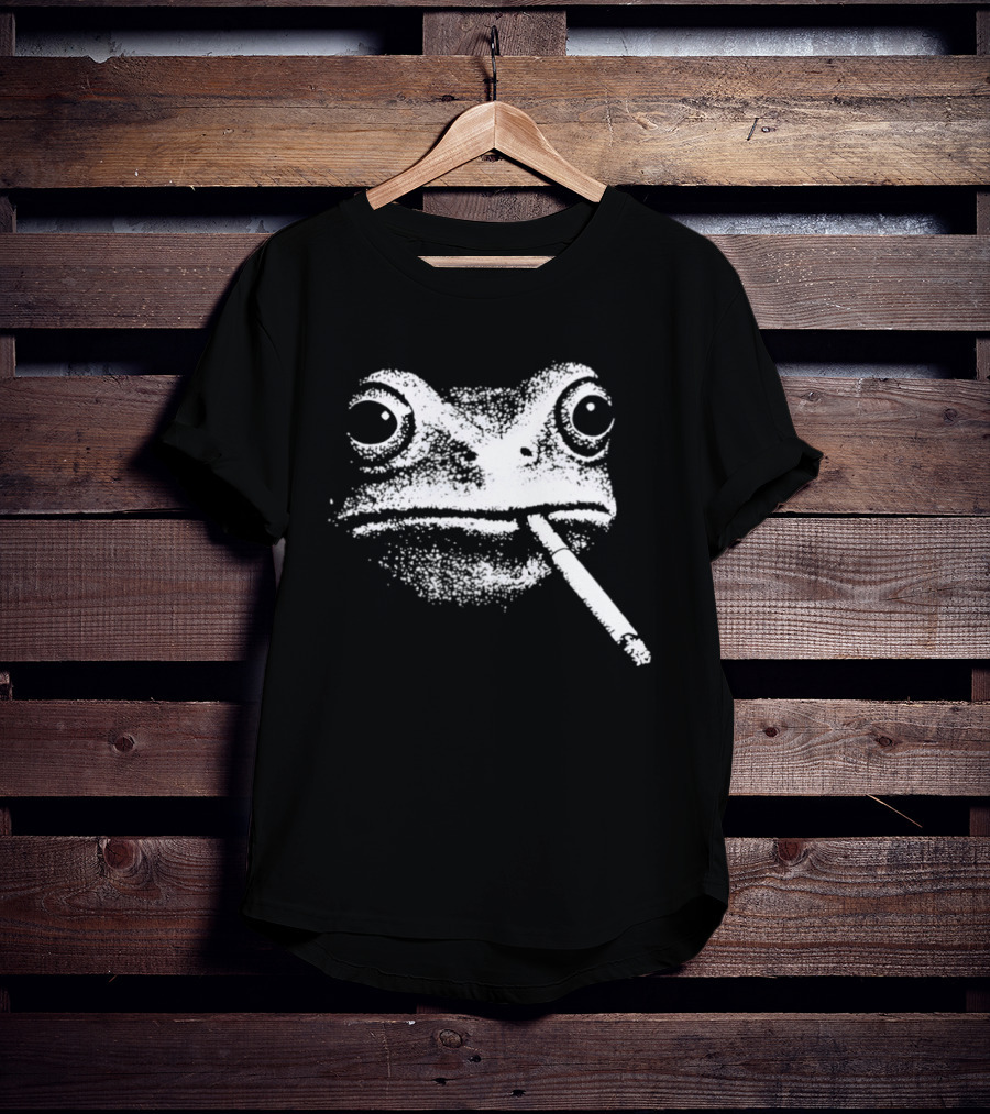 Frog Smoking Cigarette Sketch T-Shirt