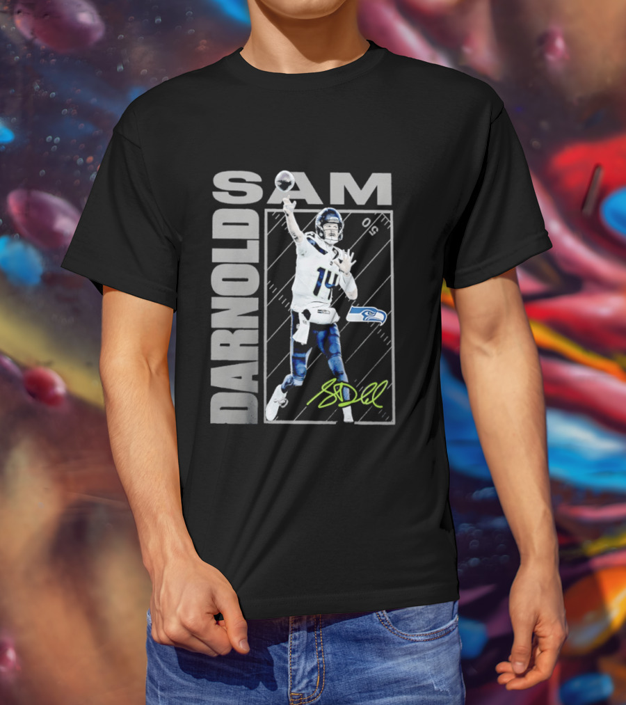 Darnold SAM Seattle Seahawks 14 Football Player Action T-Shirt