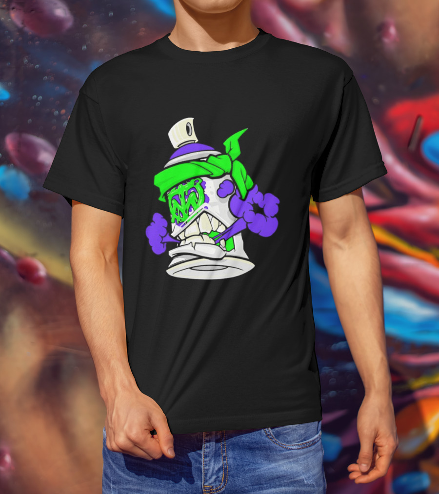 Trey Miguel Graffiti Spray Paint Can Cartoon Bandana T-Shirt