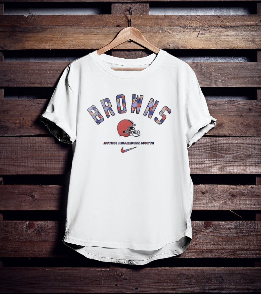 Cleveland Browns Autism Awareness Month Puzzle Print Browns T-Shirt