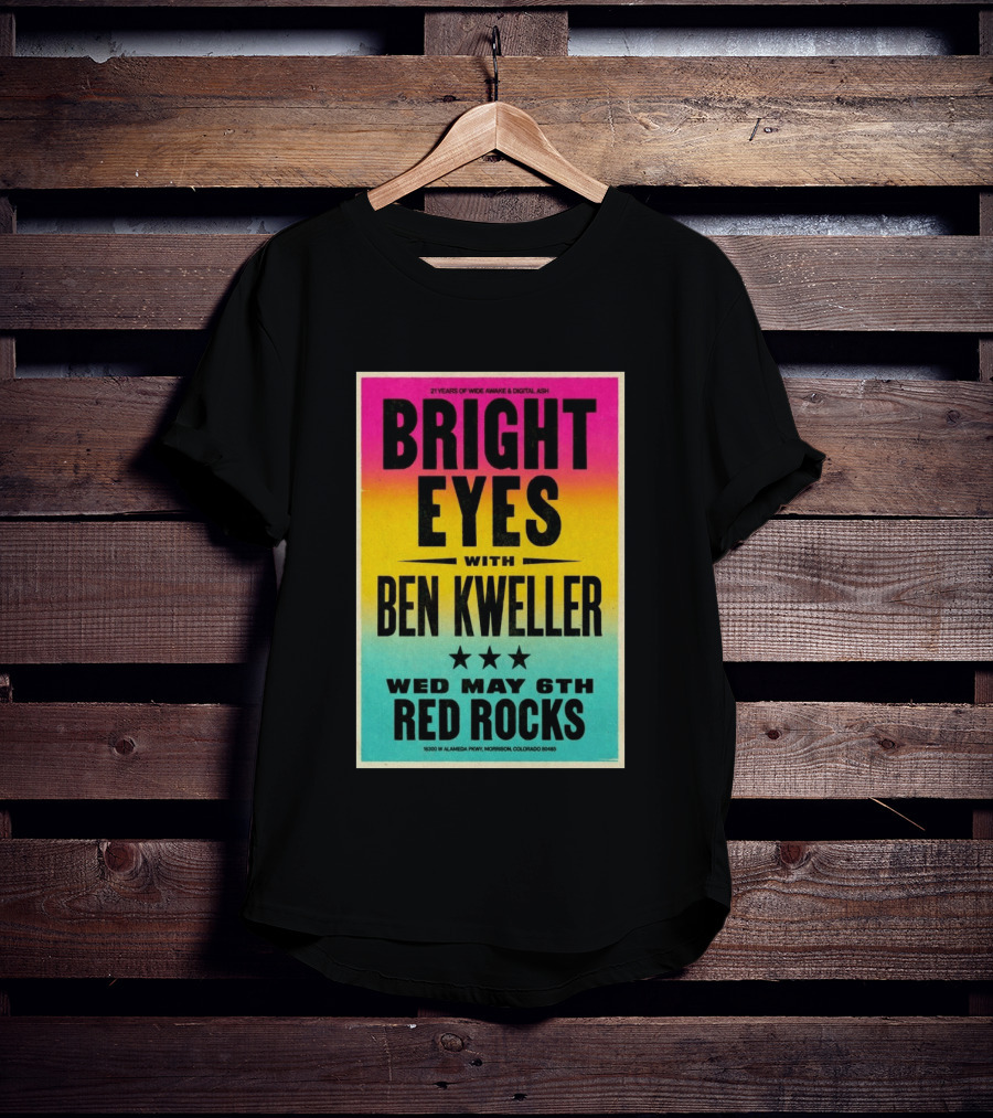 Bright Eyes Ben Kweller Red Rocks May 6 Morrison CO 21 Years Of Wide Awake Digital Ash T-Shirt