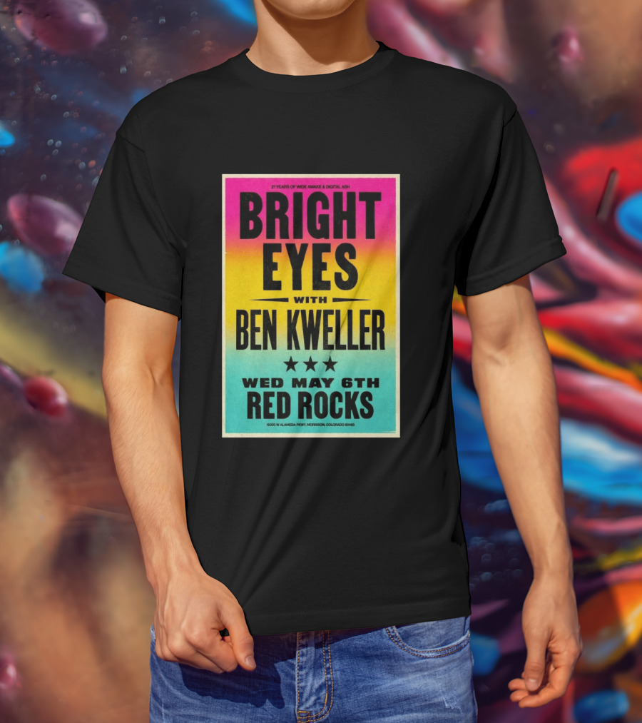 Bright Eyes Ben Kweller Red Rocks May 6 Morrison CO 21 Years Of Wide Awake Digital Ash T-Shirt