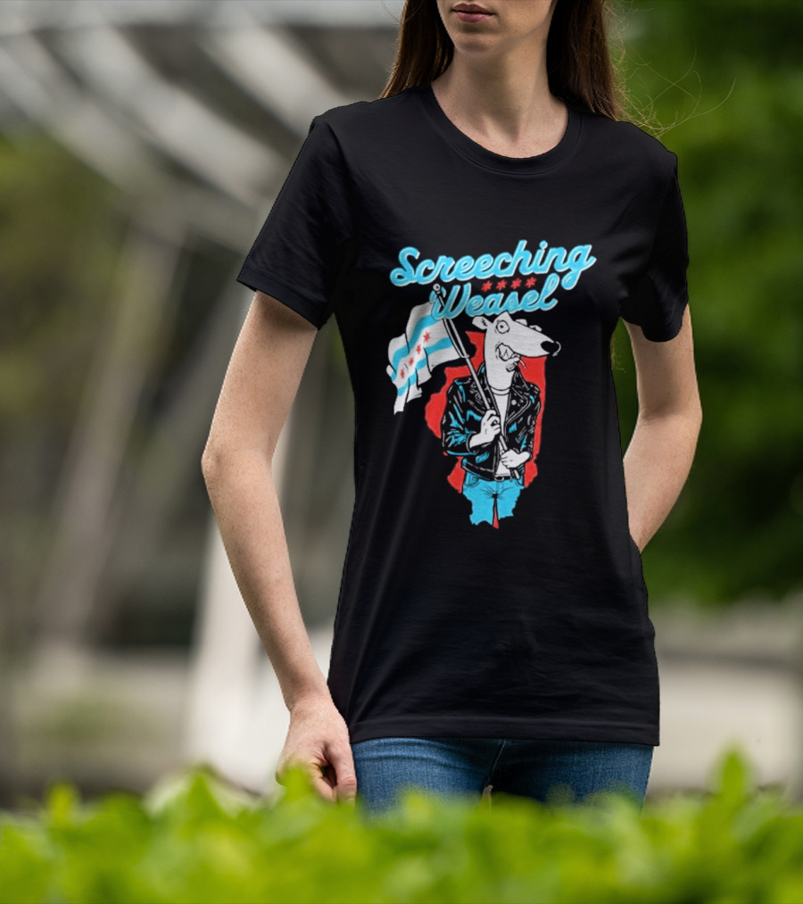 Screeching Weasel Chicago Flag Punk T-Shirt