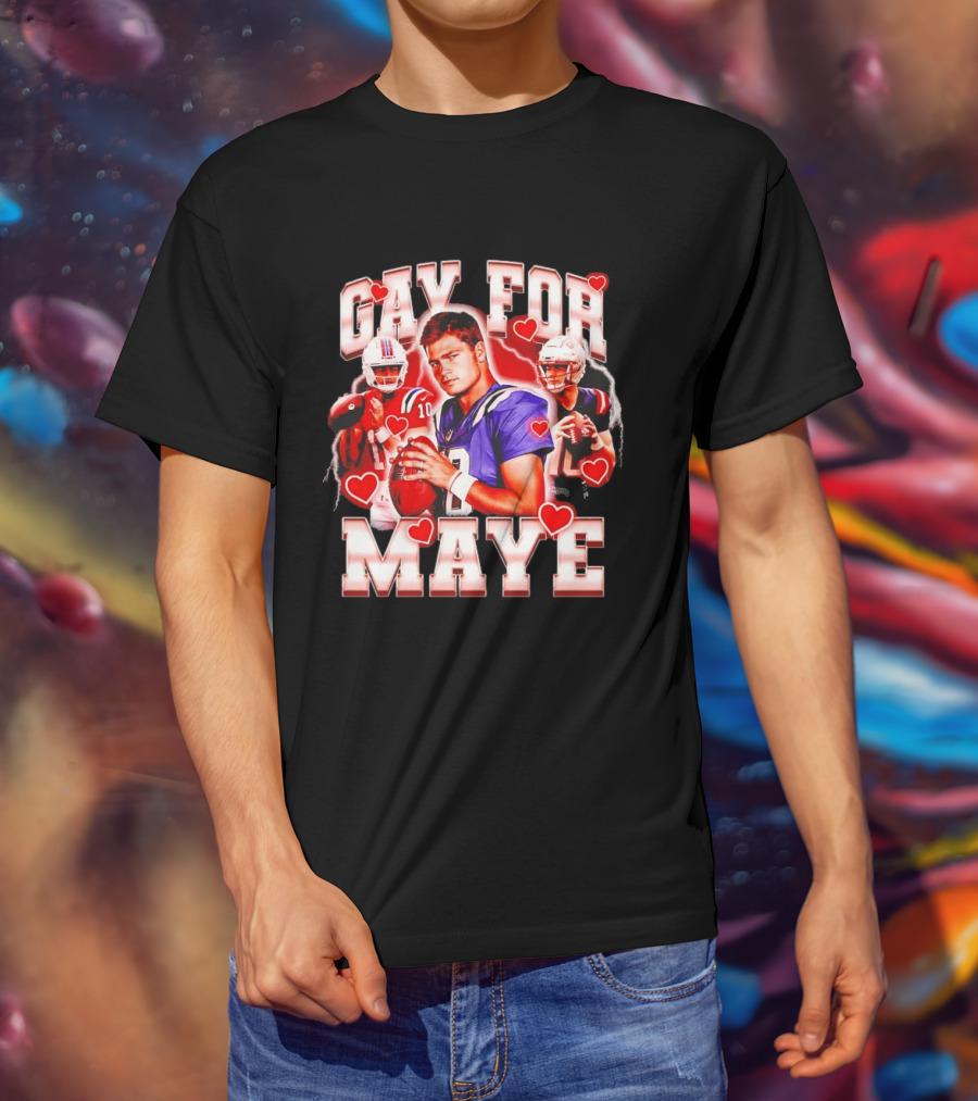 Gay For Maye Football Hearts Player T-Shirt