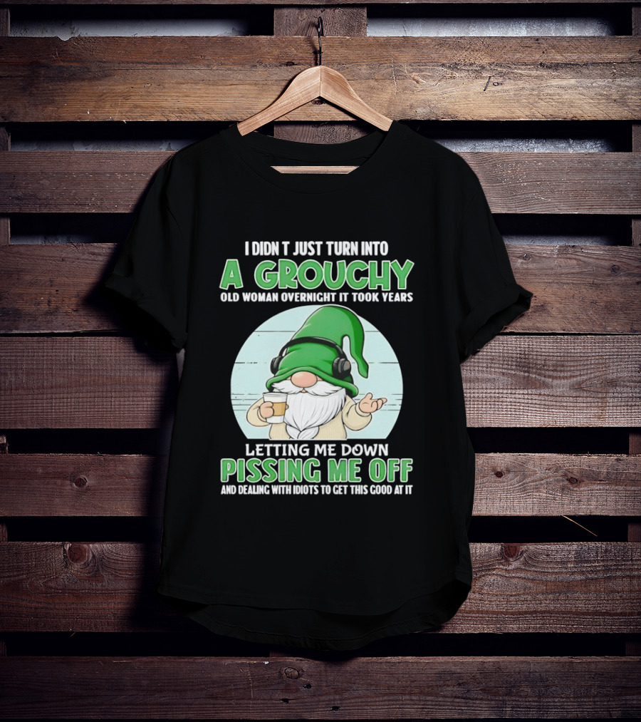 I Didn't Just Turn Into A Grouchy Old Woman Overnight Gnome Letting Me Down Pissing Me Off T-Shirt