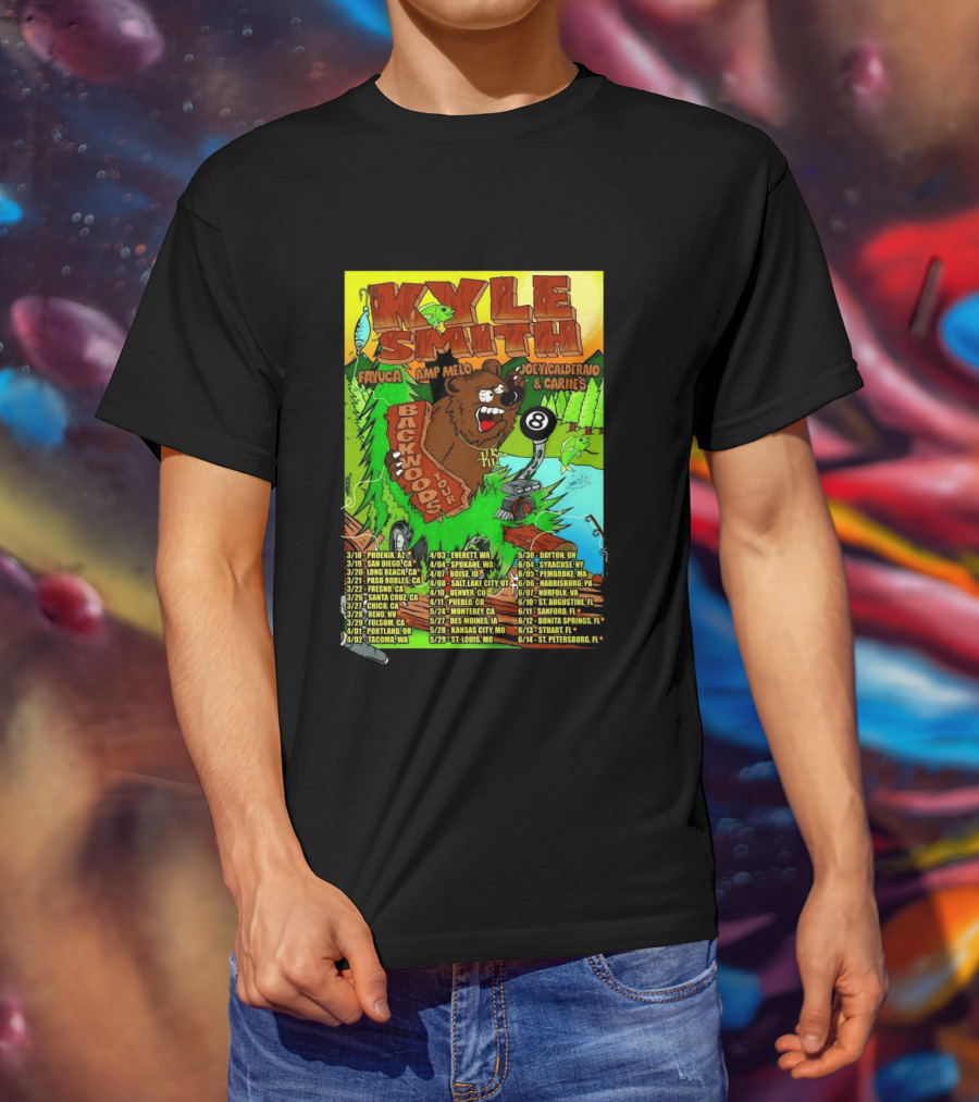 Kyle Smith Backwoods Tour 2026 Fayuca Amp Melo JoeyCalderao & Carlie's Dates Locations Bear Eight Ball T-Shirt