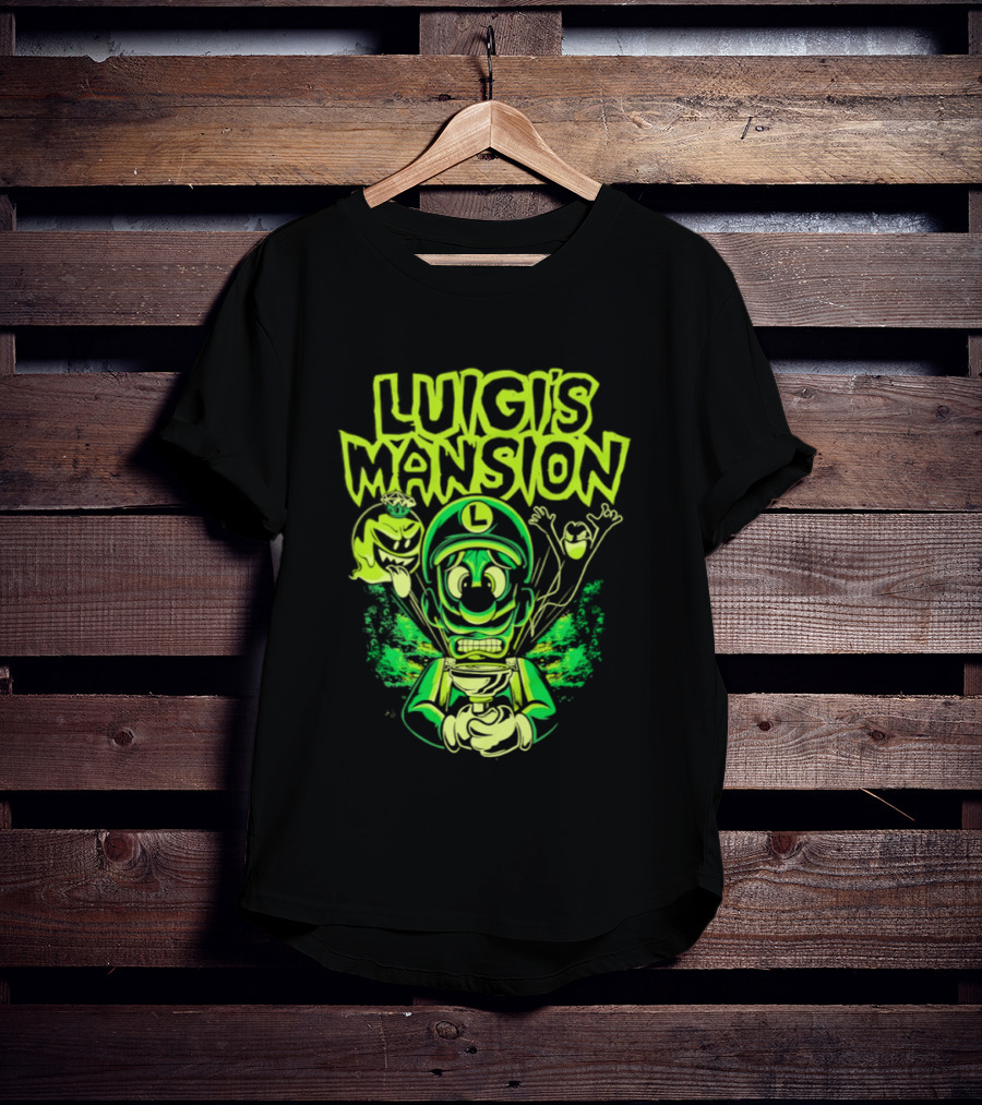 Luigi's Mansion Mario Game Character Neon Ghost T-Shirt