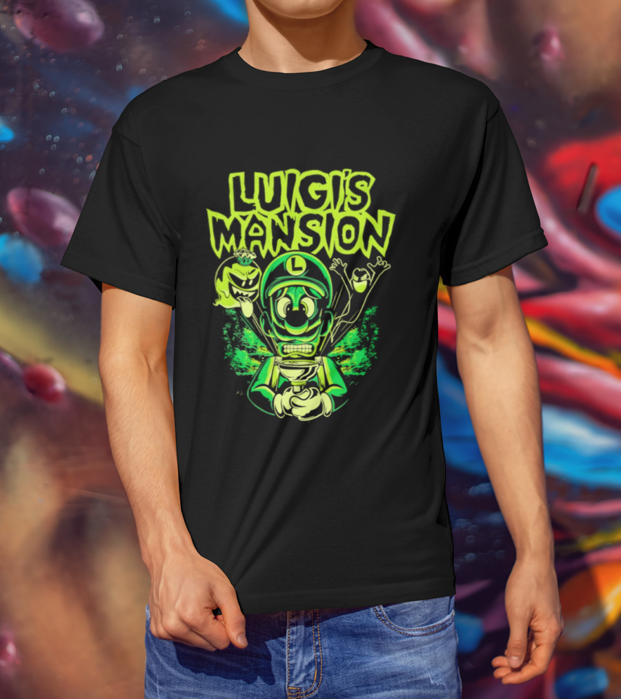 Luigi's Mansion Mario Game Character Neon Ghost T-Shirt