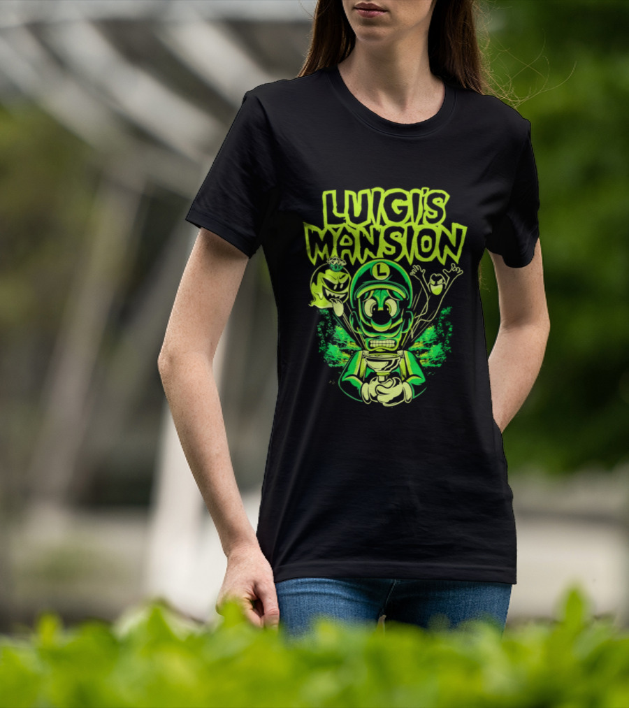 Luigi's Mansion Mario Game Character Neon Ghost T-Shirt