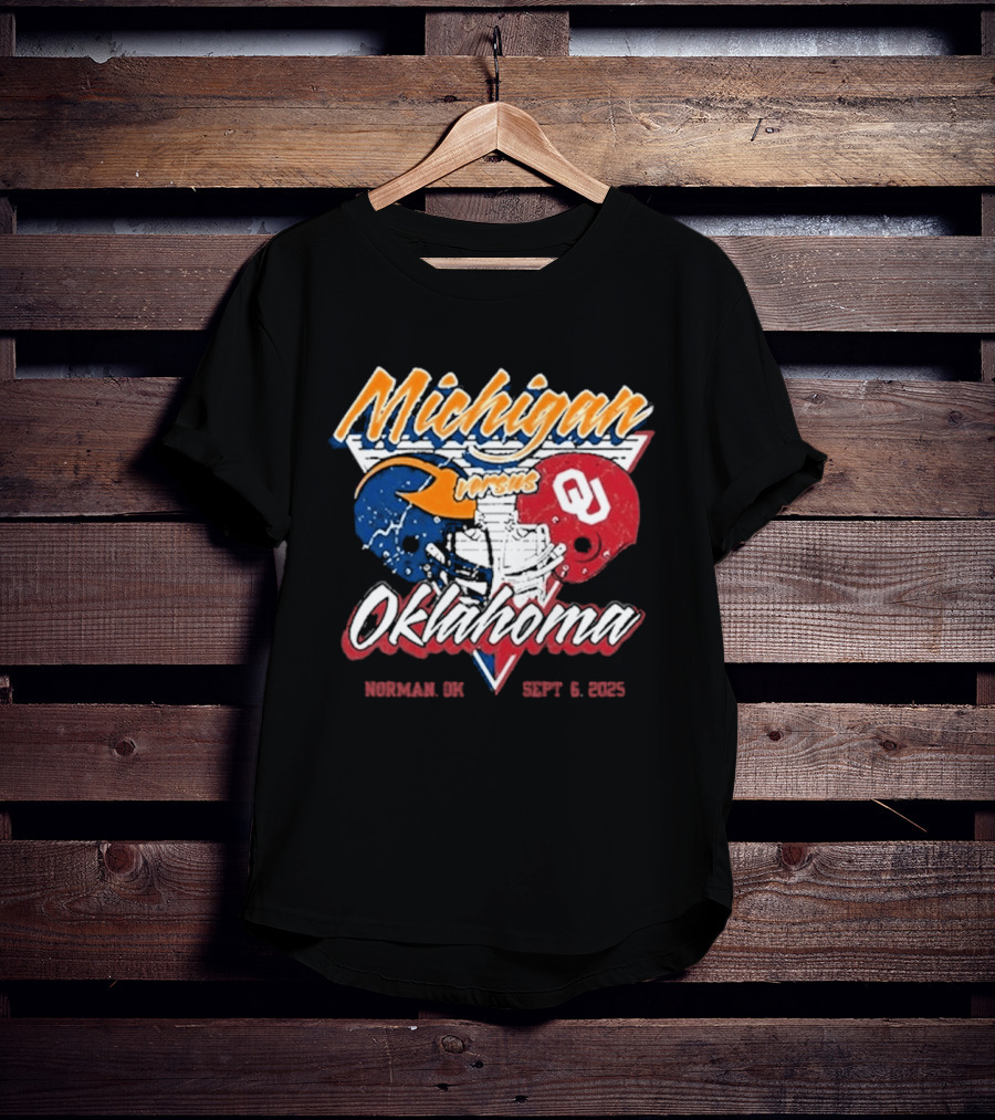 Michigan Wolverines Vs Oklahoma Sooners Football Gameday 2025 Norman SEPT 6 Sports Rivalry T-Shirt