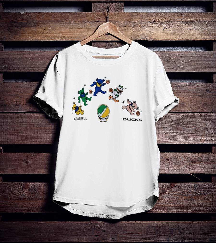 Grateful Dead Dancing Bears Oregon Ducks Basketball Collaboration T-Shirt