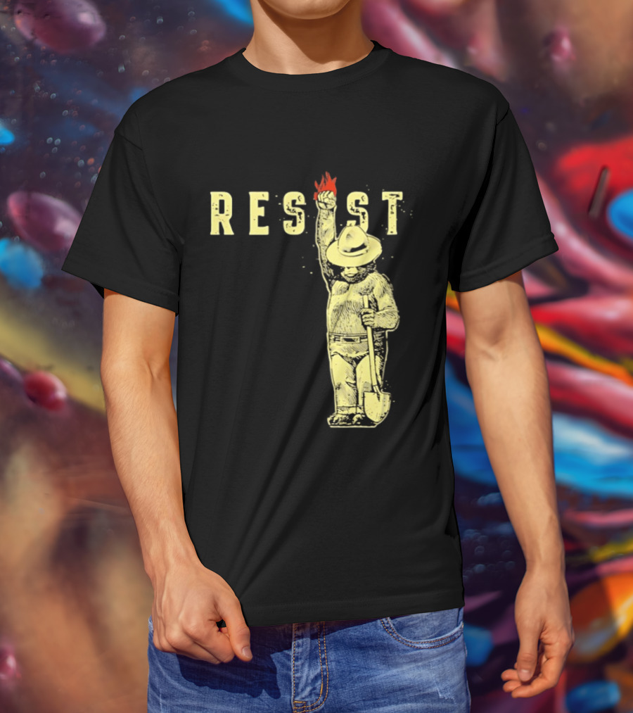 Protect Our National Parks Bear Resist Fist Fire Shovel T-Shirt