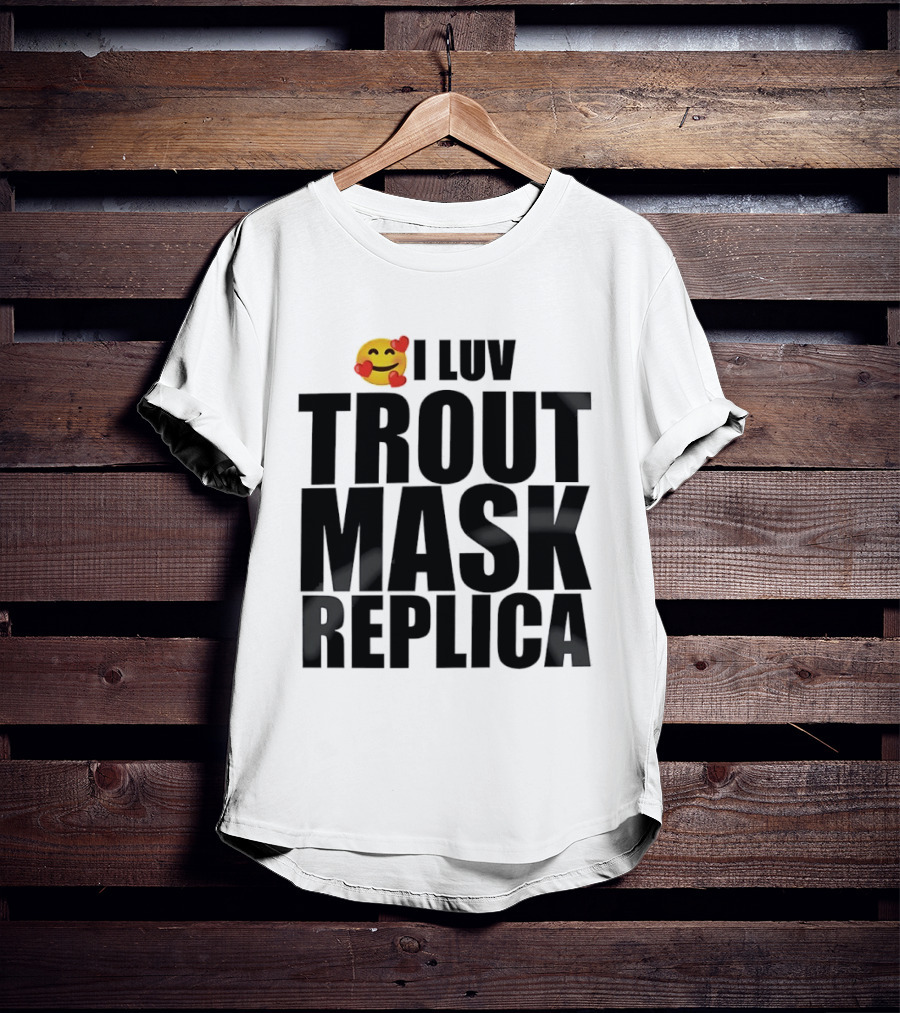 I Luv Trout Mask Replica Emoji Hearts T-Shirt