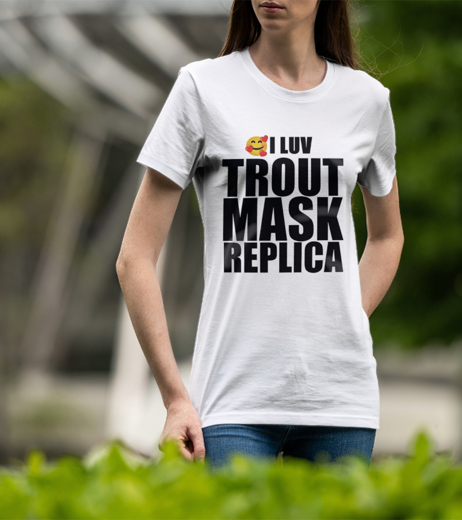 I Luv Trout Mask Replica Emoji Hearts T-Shirt