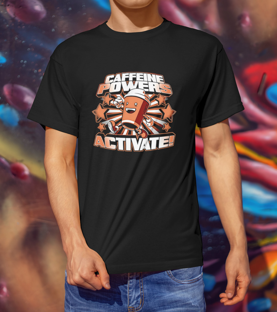 Caffeine Powers Activate Roy IT Crowd Coffee Cup T-Shirt
