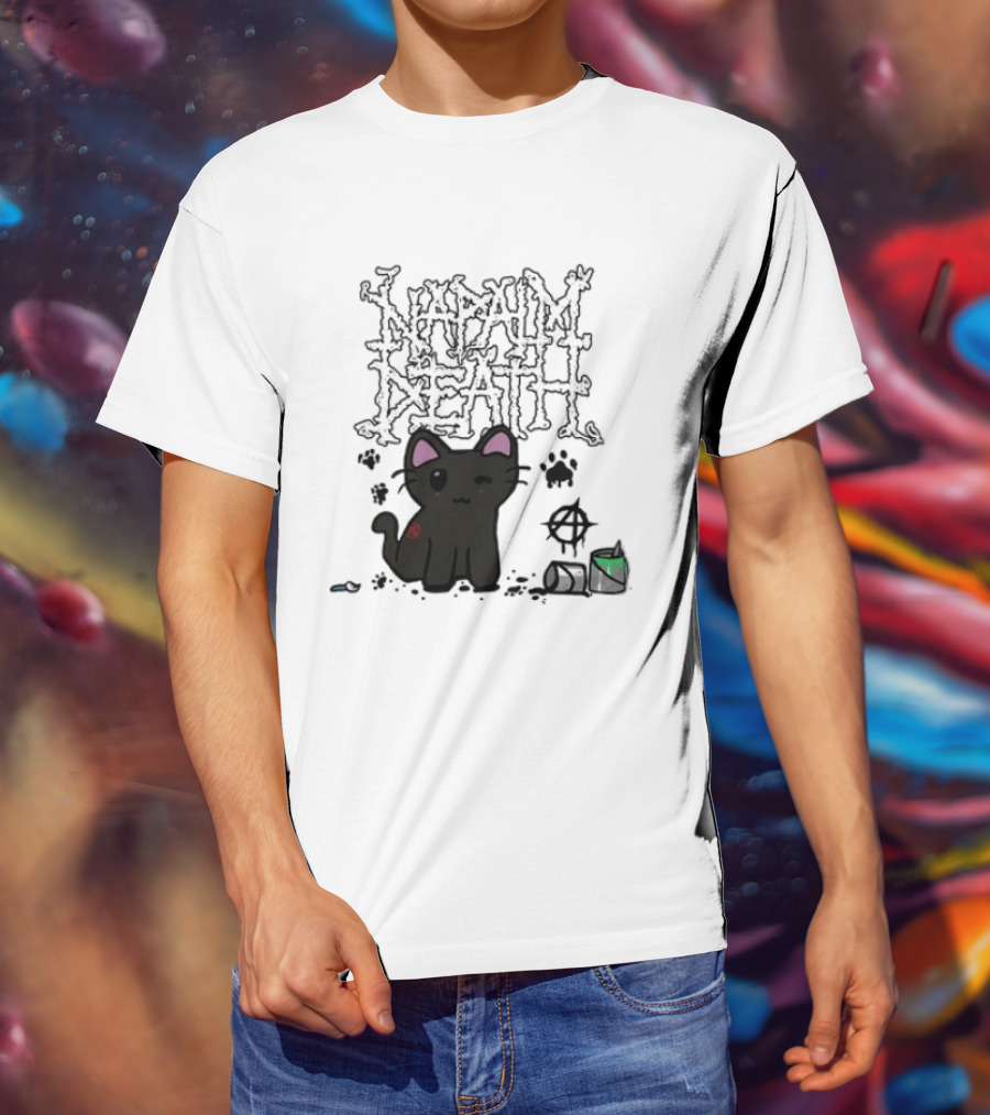 Napalm Death There Is No Authority But Cats Black Cat T-Shirt