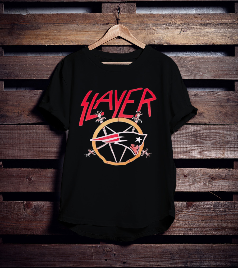 Slayer New England Patriots Collaboration Merchandising T-Shirt