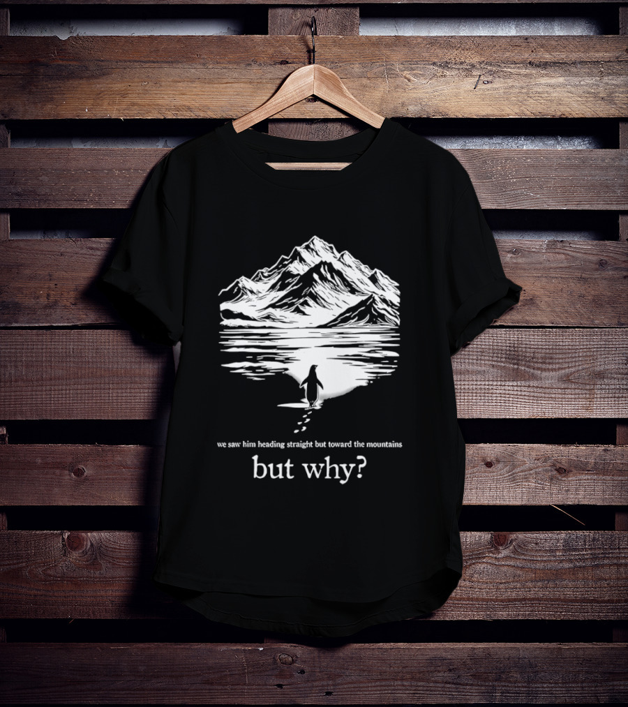 We Saw Him Heading Straight Toward The Mountains But Why? T-Shirt
