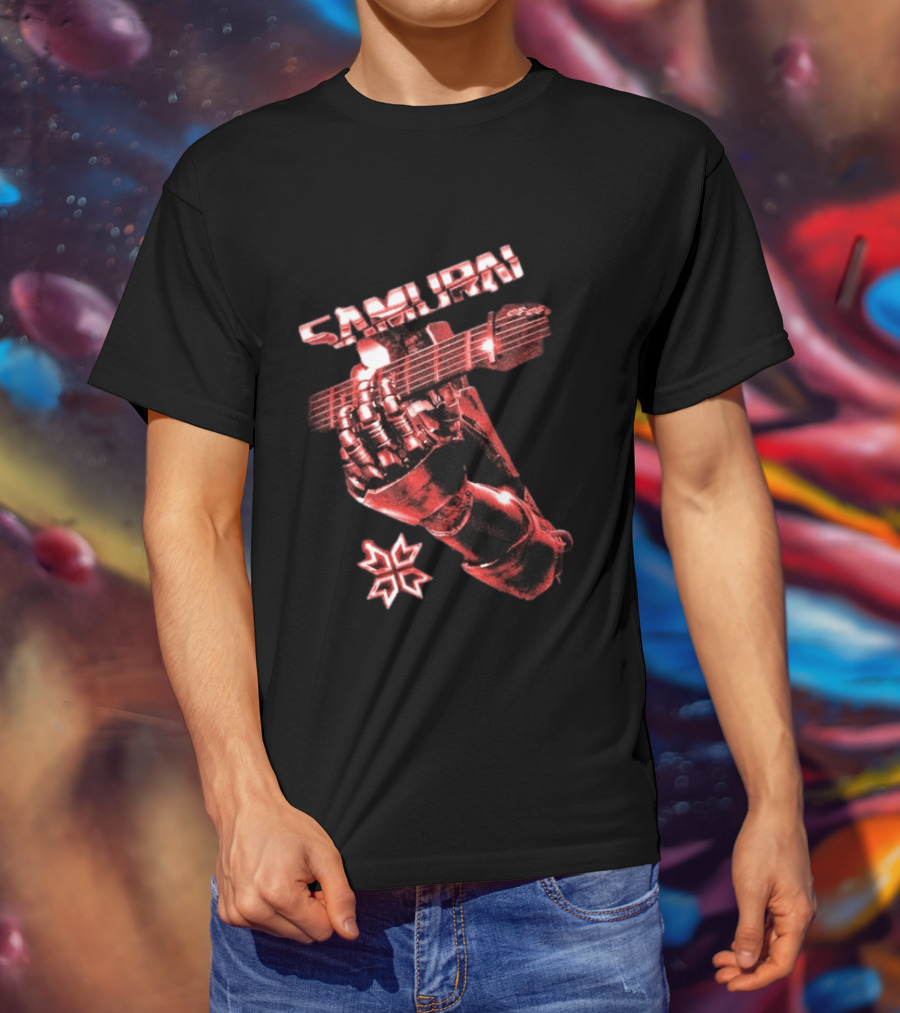 Samurai Cyberpunk 2077 Metallic Hand Guitar T-Shirt