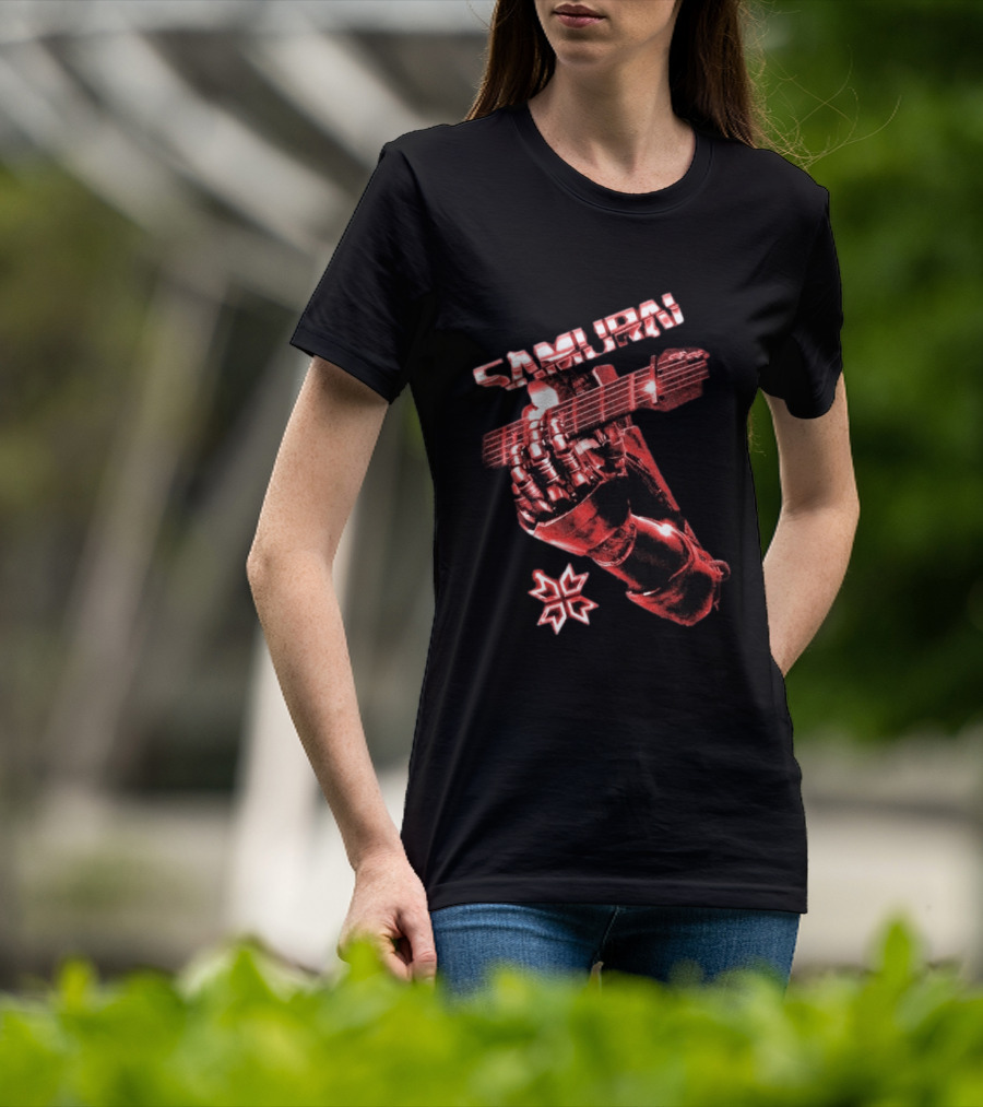 Samurai Cyberpunk 2077 Metallic Hand Guitar T-Shirt
