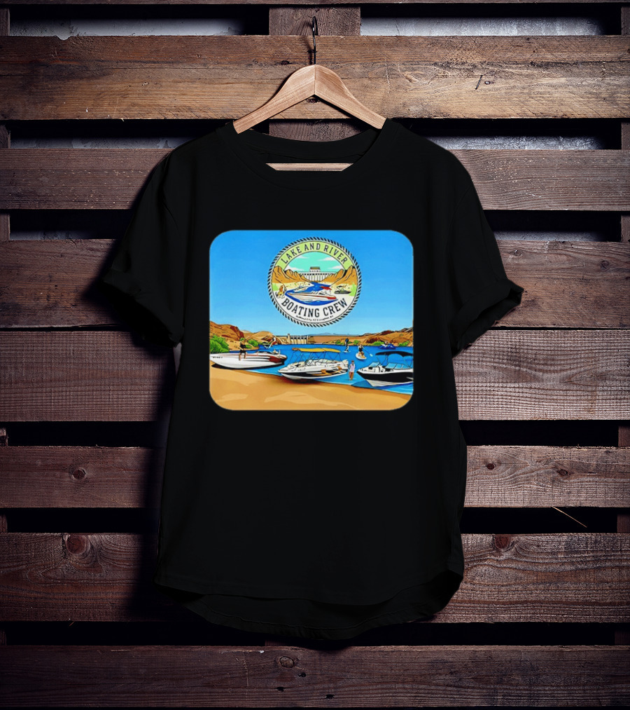 Lake And River Boating Crew With Boats Jet Ski E Foil Adventure Scene T-Shirt
