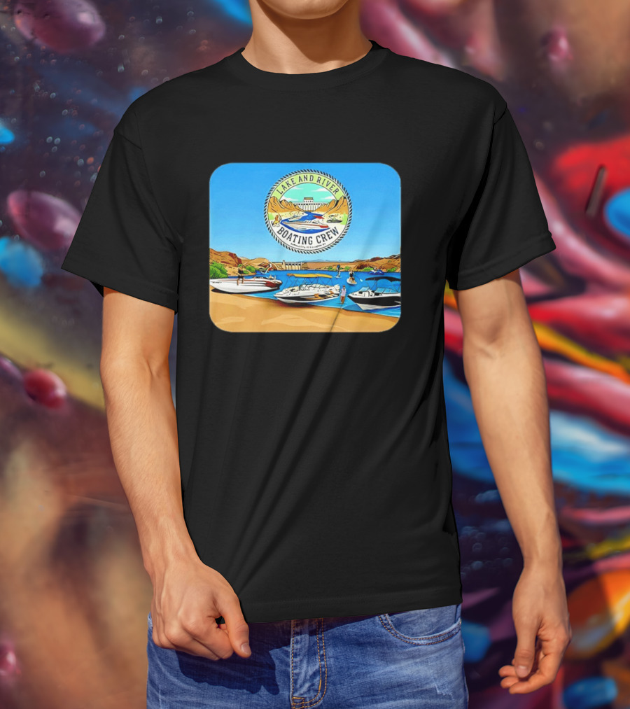 Lake And River Boating Crew With Boats Jet Ski E Foil Adventure Scene T-Shirt