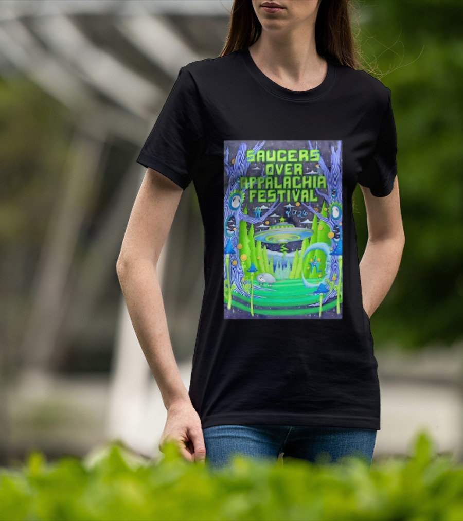 Saucers Over Appalachia Festival 2026 UFO Theme Bristol VA Jun 13 Forest Aliens T-Shirt