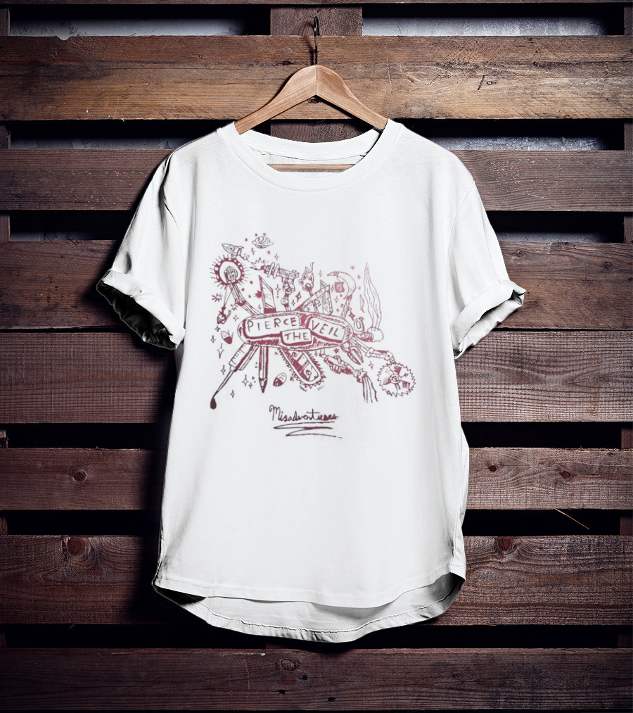 Misadventures Of Pierce The Veil Floral Skull Band Album T-Shirt