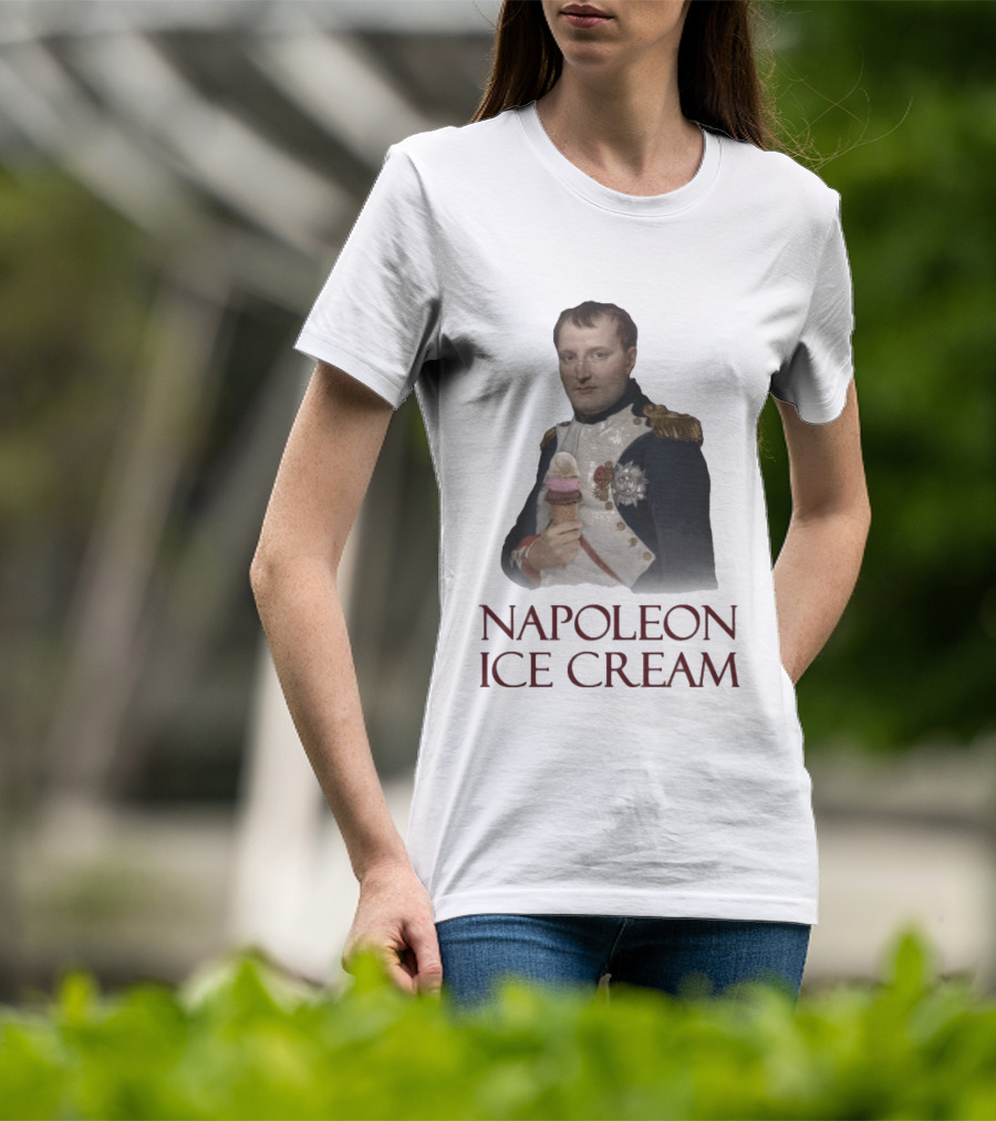 Napoleon Holding Neapolitan Ice Cream Cone Historical Mashup T-Shirt