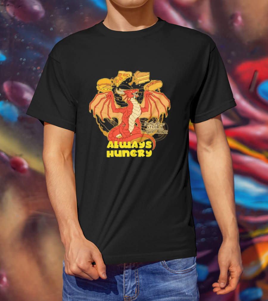 Always Hungry Dragon Pizza Burger Fast Food Sixleafclover Studios T-Shirt