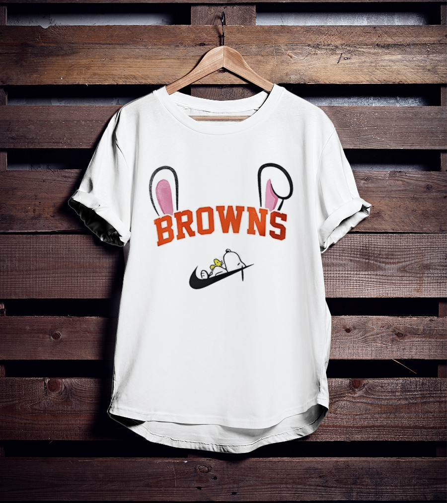 Cleveland Browns Peanuts Snoopy Woodstock Easter T-Shirt