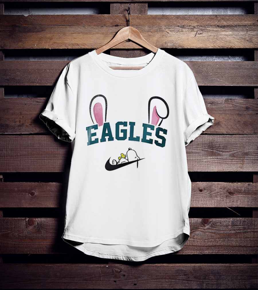 Eagles Peanuts Snoopy Woodstock Bunny Ears Easter T-Shirt